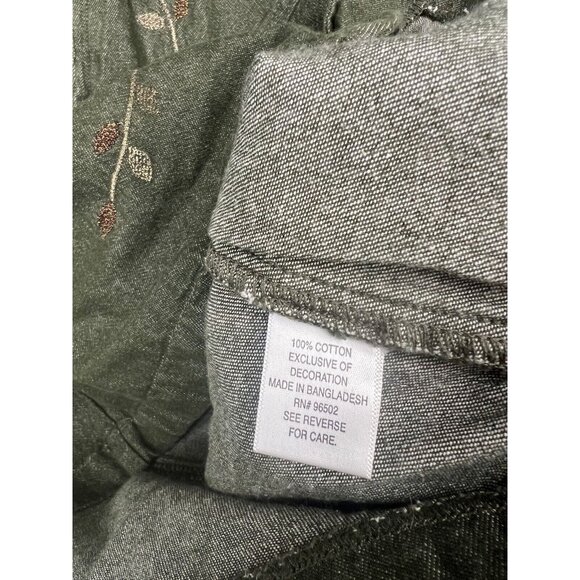 Krazy Kat Jacket Women's XL Green Floral Embroidered Full Zip Pockets Collared - Picture 5 of 6